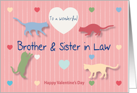 Cats Colored Hearts Brother and Sister in Law Valentine’s Day card