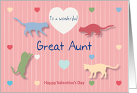 Cats Colored Hearts Wonderful Great Aunt Valentine’s Day card