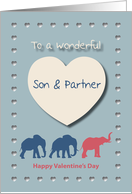 Elephants Hearts Wonderful Son and Partner Valentine’s Day card