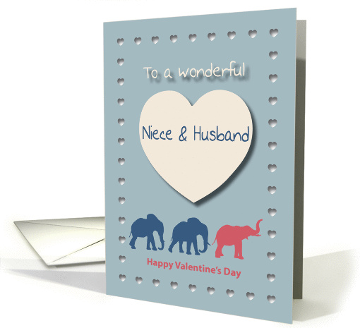 Elephants Hearts Wonderful Niece and Husband Valentine's Day card
