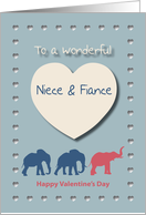 Elephants Hearts Wonderful Niece and Fiance Valentine’s Day card