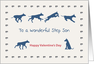 Dogs Hearts Wonderful Step Son Valentine’s Day card