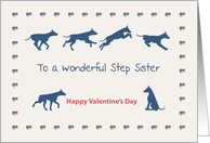Dogs Hearts Wonderful Step Sister Valentine’s Day card