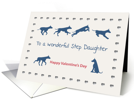 Dogs Hearts Wonderful Step Daughter Valentine's Day card (1189296)