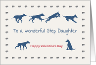 Dogs Hearts Wonderful Step Daughter Valentine’s Day card