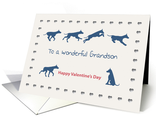 Dogs Hearts Wonderful Grandson Valentine's Day card (1189330)