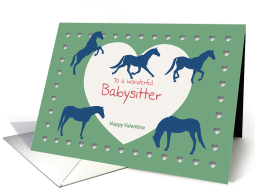 Horses Hearts Wonderful Babysitter Valentine card (1191334)