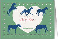 Horses Hearts Wonderful Step Son Valentine card