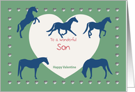 Horses Hearts Wonderful Son Valentine card