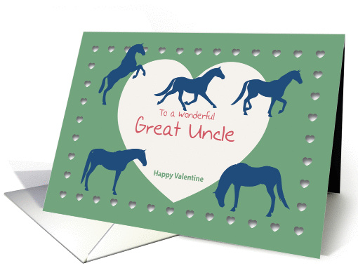 Horses Hearts Wonderful Great Uncle Valentine card (1191378)