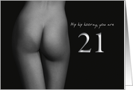 21st Birthday Sexy Hip Hip Hooray Black and White card