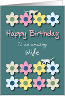 Amazing Wife Cats and Flowers Birthday card