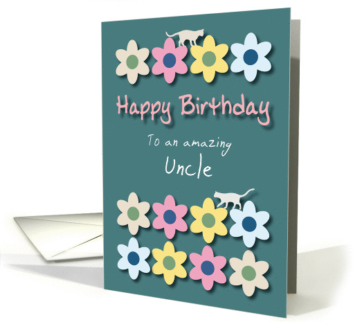 Amazing Uncle Cats and Flowers Birthday card (1194272)