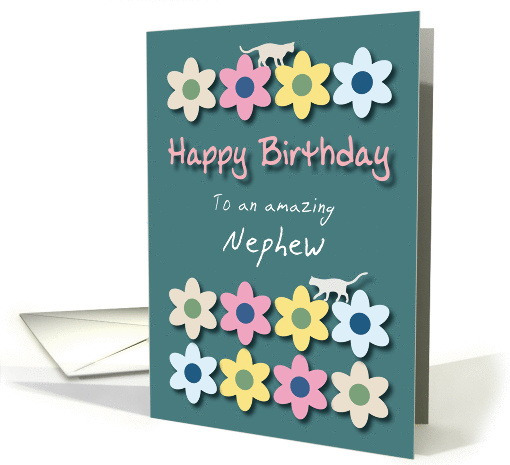 Amazing Nephew Cats and Flowers Birthday card (1194284)