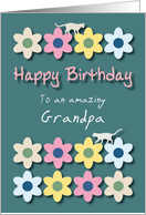 Amazing Grandpa Cats and Flowers Birthday card