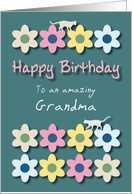 Amazing Grandma Cats and Flowers Birthday card