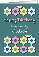 Amazing Godson Cats and Flowers Birthday card