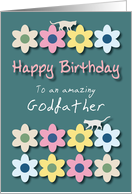 Amazing Godfather Cats and Flowers Birthday card