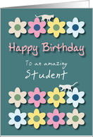 Amazing Student Cats and Flowers Birthday card