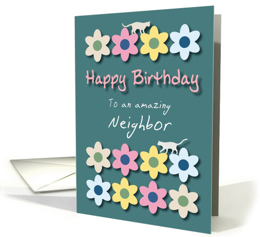 Amazing Neighbor Cats and Flowers Birthday card (1194712)