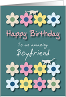 Amazing Boyfriend Cats and Flowers Birthday card