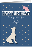 Fantastic Wife Birthday Golden Star Cat and Dog card