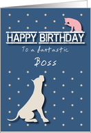 Fantastic Boss Birthday Golden Star Cat and Dog card