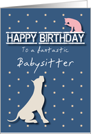 Fantastic Babysitter Birthday Golden Star Cat and Dog card