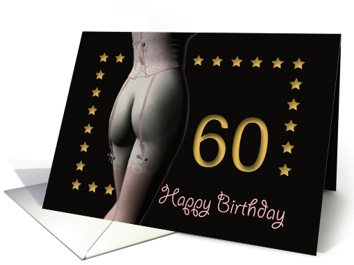 60th Birthday Sexy Girl with Golden Stars Pink Corset and... (1197796)