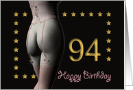 94th Birthday Sexy Girl with Golden Stars Pink Corset and Stockings card
