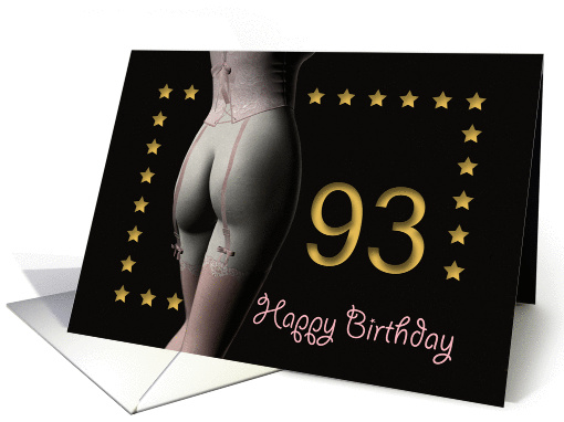 93rd Birthday Sexy Girl with Golden Stars Pink Corset and... (1201804)