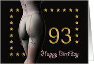 93rd Birthday Sexy Girl with Golden Stars Pink Corset and Stockings card