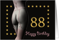 88th Birthday Sexy Girl with Golden Stars Pink Corset and Stockings card