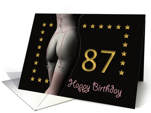 87th Birthday Sexy Girl with Golden Stars Pink Corset and... (1201818)