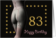 83rd Birthday Sexy Girl with Golden Stars Pink Corset and Stockings card
