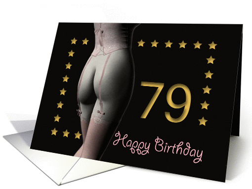 79th Birthday Sexy Girl with Golden Stars Pink Corset and... (1201844)