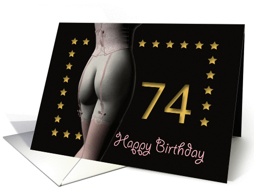 74th Birthday Sexy Girl with Golden Stars Pink Corset and... (1201864)
