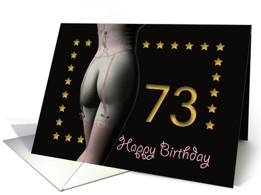 73rd Birthday Sexy Girl with Golden Stars Pink Corset and... (1201866)