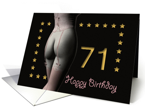 71st Birthday Sexy Girl with Golden Stars Pink Corset and... (1201872)