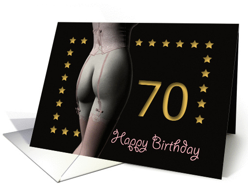 70th Birthday Sexy Girl with Golden Stars Pink Corset and... (1201876)