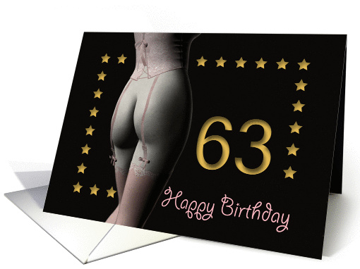 63rd Birthday Sexy Girl with Golden Stars Pink Corset and... (1201904)