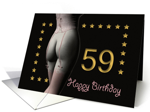 59th Birthday Sexy Girl with Golden Stars Pink Corset and... (1202756)