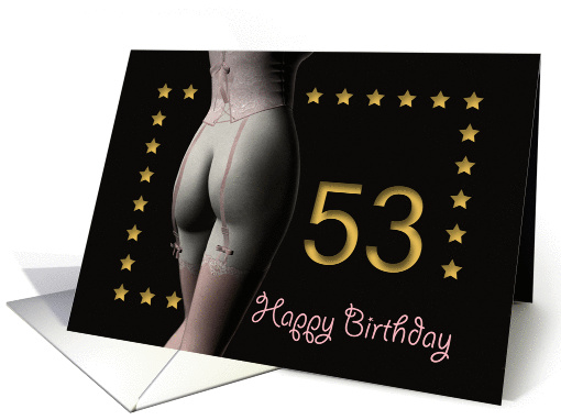 53rd Birthday Sexy Girl with Golden Stars Pink Corset and... (1202770)
