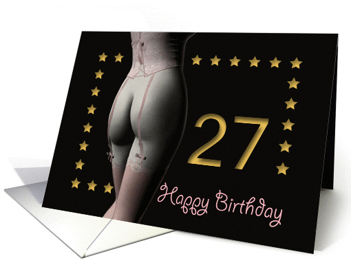 27th Birthday Sexy Girl with Golden Stars Pink Corset and... (1202838)