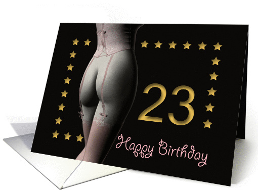 23rd Birthday Sexy Girl with Golden Stars Pink Corset and... (1202848)