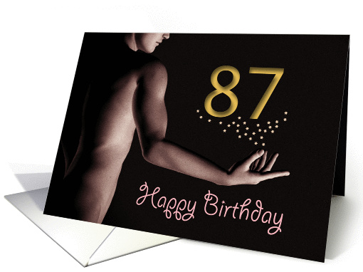 87th Sexy Boy Birthday Golden Stars Black and White card (1204348)