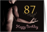 87th Sexy Boy Birthday Golden Stars Black and White card