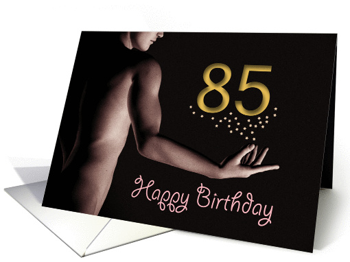 85th Sexy Boy Birthday Golden Stars Black and White card (1204352)