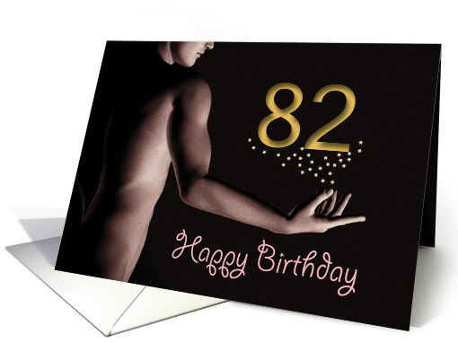 82nd Sexy Boy Birthday Golden Stars Black and White card (1204358)