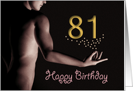 81st Sexy Boy Birthday Golden Stars Black and White card